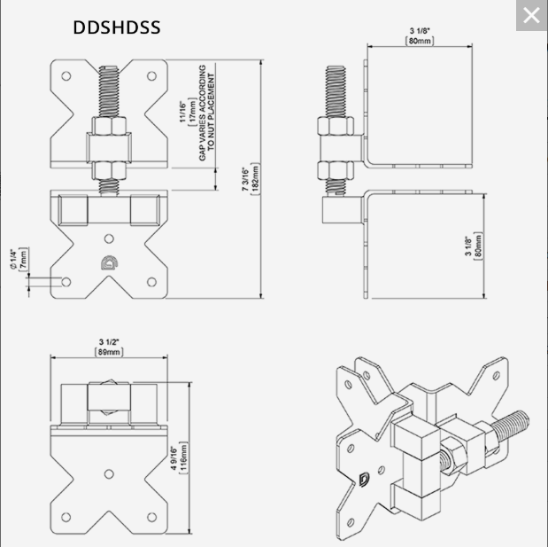 Heavy duty black stainless steel adjustable gate hinge for gate gaps 5/8" to 2 3/8", sold in a 2 pack.