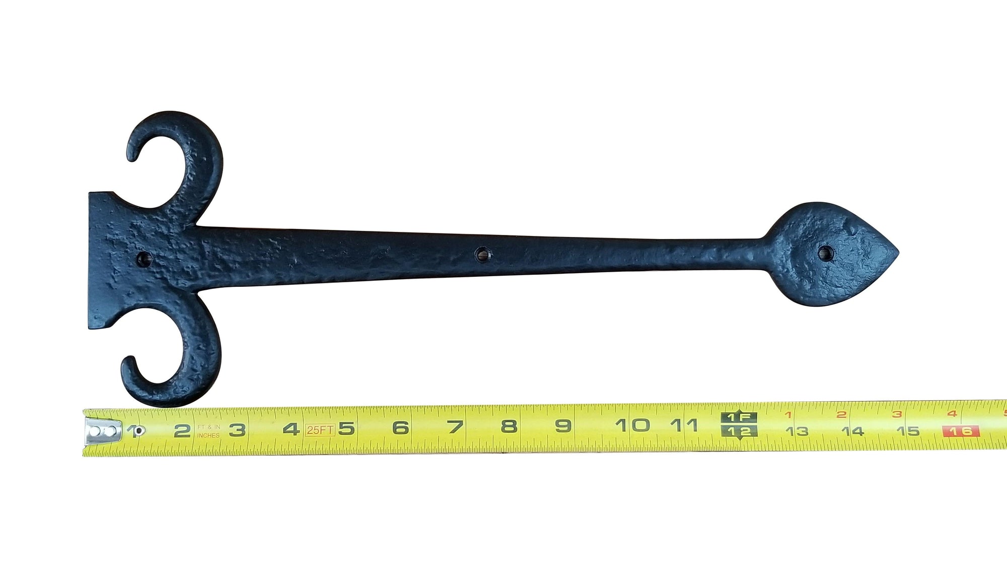 European Black Solid Iron Dummy Strap Hinge - 15" Inches - Sold Individually