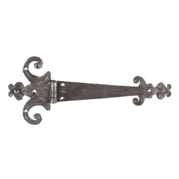 Decorative Strap Hinge for Gates - Forged Steel - 15-3/4" Inch x 6-1/2" Inch - Sold Individually