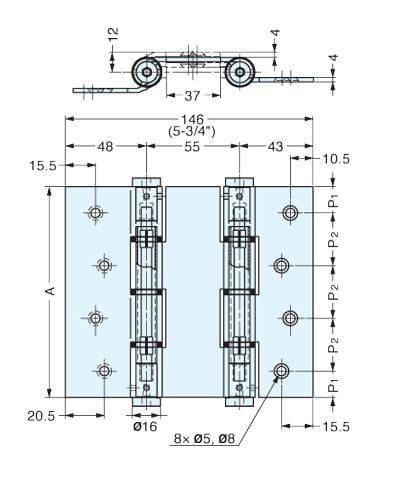 Double Action Spring Hinge - Adjustable Aluminum With Alumite Finish - Single Hinge - Sugatsune