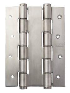 Double action spring hinge made of stainless steel, available in multiple sizes for versatile applications.