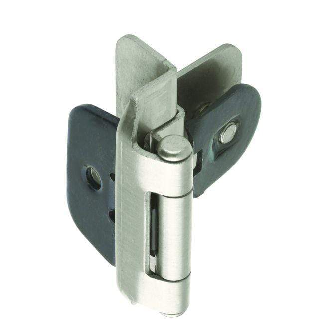 Double demountable cabinet hinges for 3/8 inch inset, 2 1/4 x 1 1/2 inches, available in multiple finishes, 2 pack.