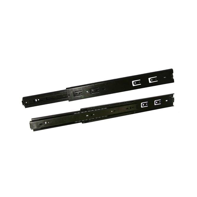 Heavy duty ball bearing drawer slides in black nickel finish, full extension, available in multiple sizes, sold in pairs.