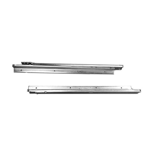 Super heavy-duty roller drawer slides in multiple sizes and finishes, sold in pairs for durable storage solutions.