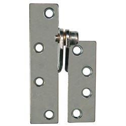 Satin chrome reinforcing hinge designed to fix sagging doors, featuring multiple holes for secure installation.