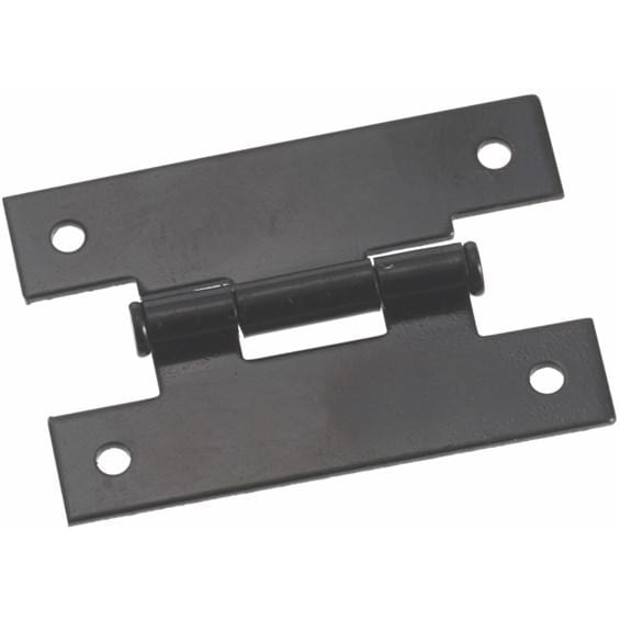 Flat Steel Flush H-Hinge - Semi-Gloss Black Finish - Multiple Sizes Available - 2 Pack