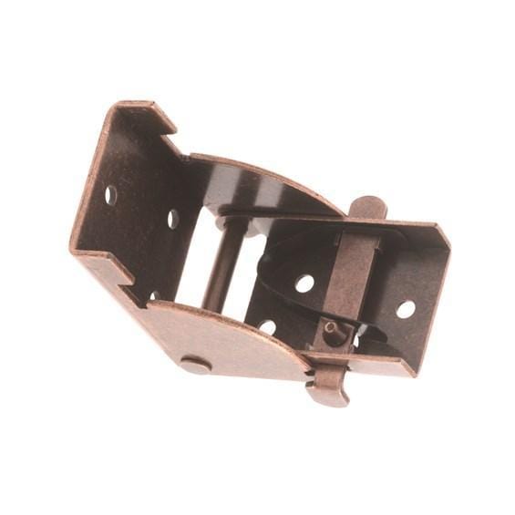 High-quality steel folding leg fitting with a bronze finish, sold individually for durable furniture support.