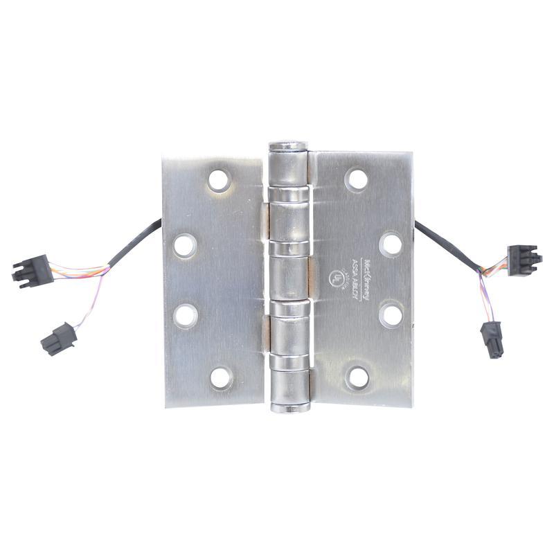 Heavy duty full mortise ElectroLynx hinge, 4-1/2" x 4-1/2", satin chrome finish, with 8 or 12 wire options.