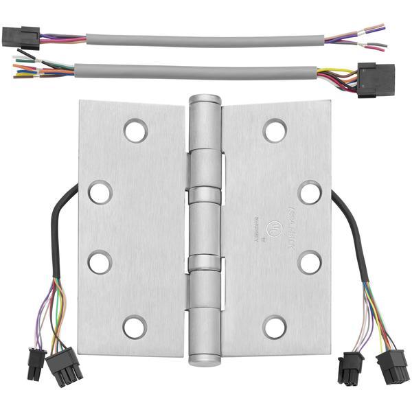 Full mortise ElectroLynx hinge with 12 wires, satin chrome finish, 4-1/2" x 4-1/2", sold individually for doors.
