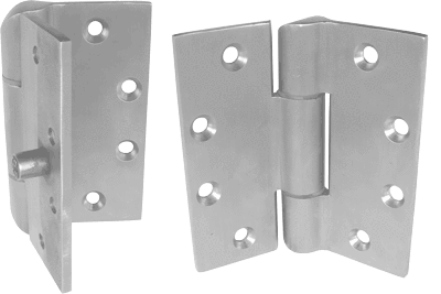 Heavy duty concealed bearing prison hinges in stainless steel, 4-1/2 inches, available in packs of three.