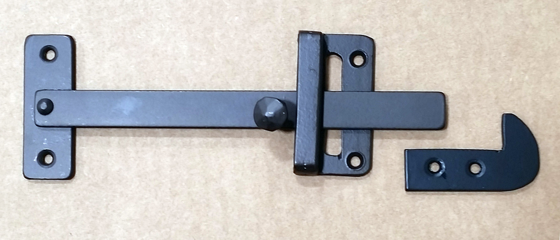 Ponderosa gate thumb latch set with matching pull, available in multiple finishes for secure gate closure.