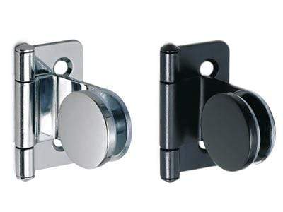 Inset glass door hinges for cabinets, available in multiple finishes, sold individually for versatile installation.