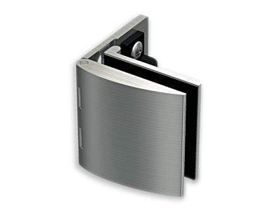 Inset glass door hinge for cabinets, featuring a catch, available in multiple finishes, sold individually.