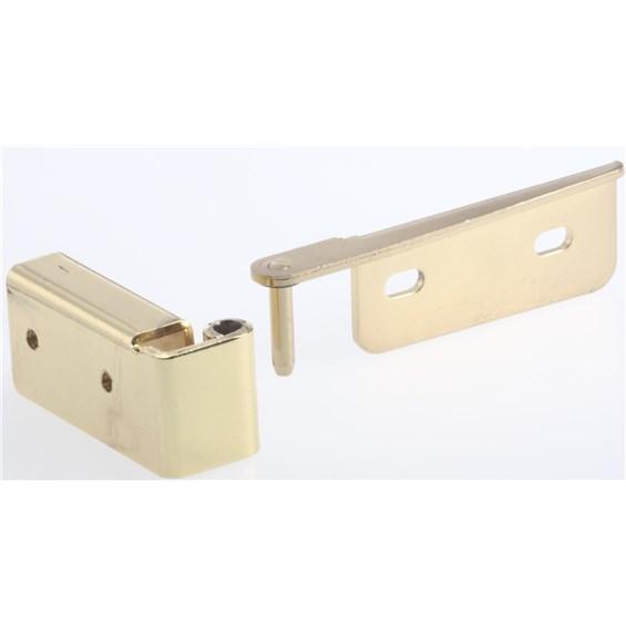 High gloss polished brass lift-off inset glass door hinges made of solid steel, sold in a 2 pack.