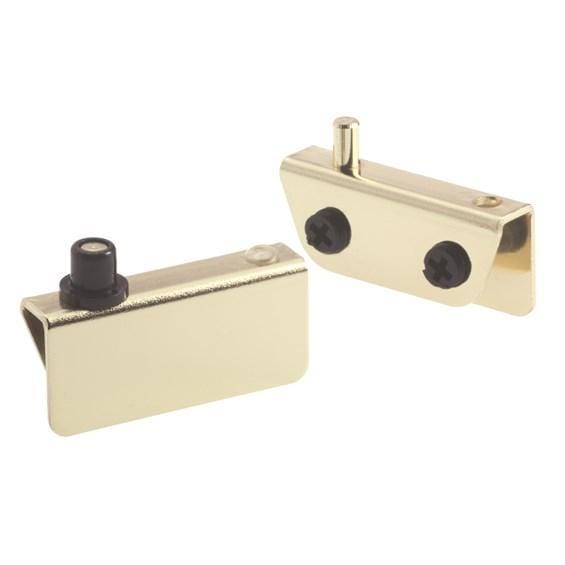 Self-latching glass door hinges in multiple finishes, sold in a 2 pack for secure and stylish door installations.