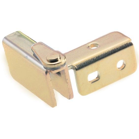 Glass Door Hinges - Side Mount Wedge Inset - Polished Brass Finish - 2 Pack