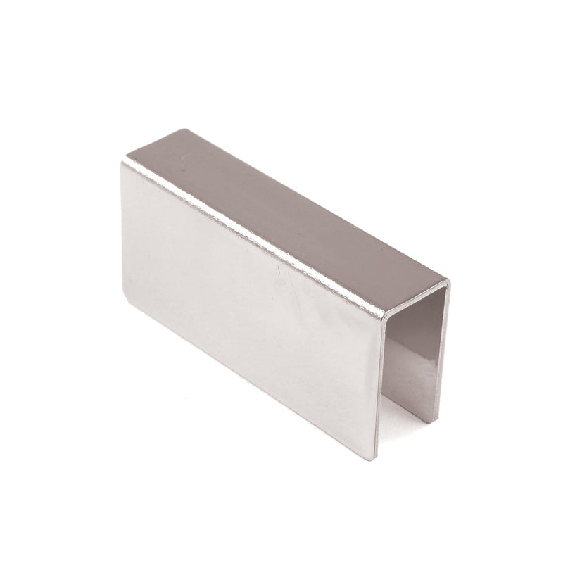 Glass door strike plate available in various sizes and finishes, designed for secure door closure. Sold individually.