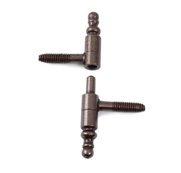 Finial tipped knock-in lift-off hinges in provincial style, available in various sizes and finishes, sold individually.