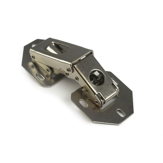 Heavy duty concealed hinge with a nickel finish for 90° offset opening, sold individually for durable applications.