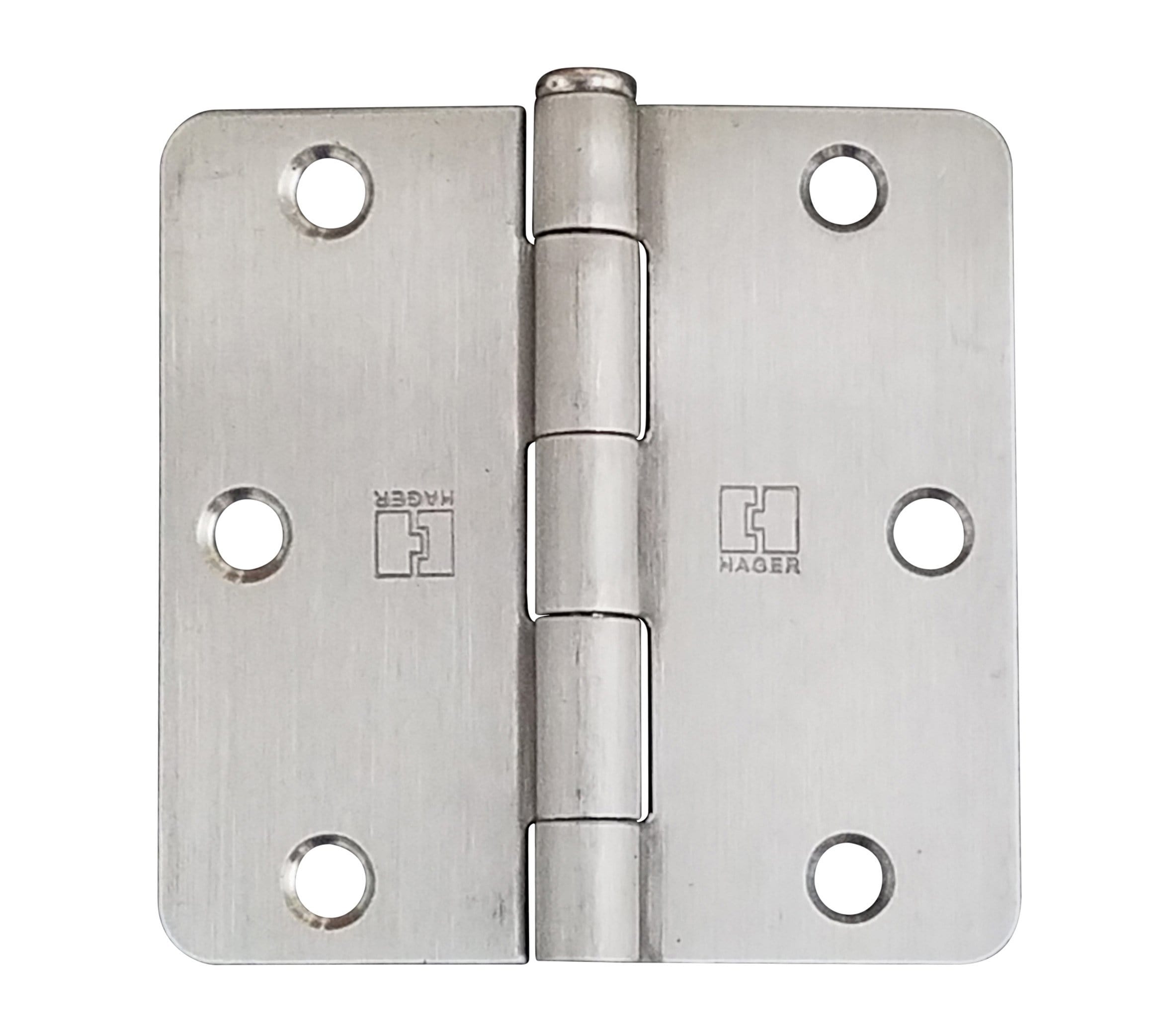 Hager 3.5-inch door hinge with 1/4-inch radius, available in multiple finishes, sold individually for various applications.