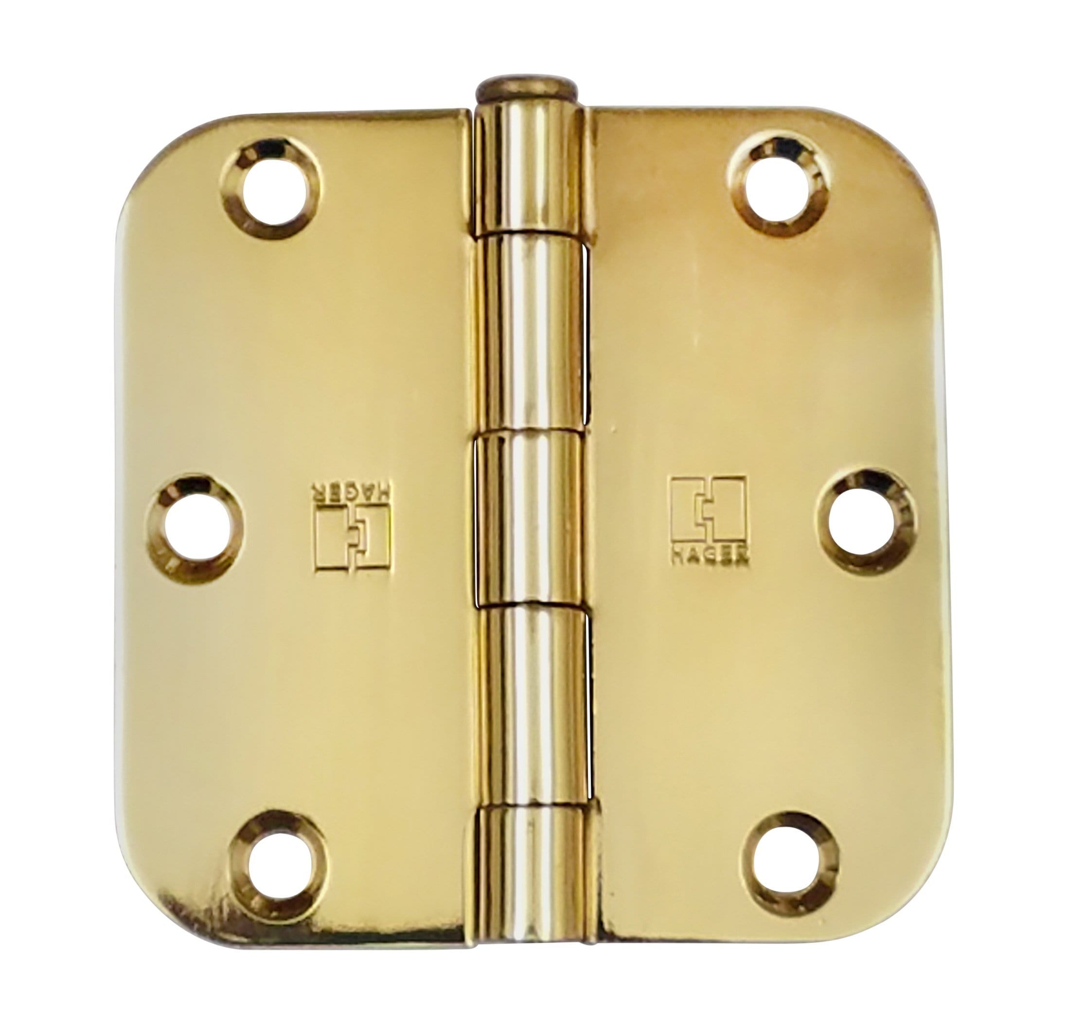 Hager 3.5-inch door hinge with 5/8-inch radius, available in multiple finishes, sold individually for easy installation.