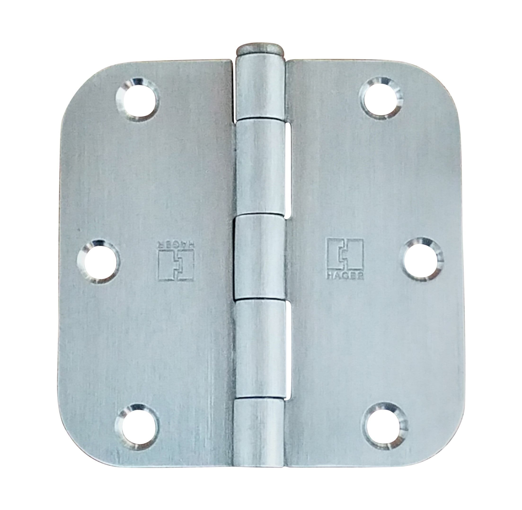 Hager 3.5-inch door hinge with 5/8-inch radius, available in multiple finishes, sold individually for versatile use.