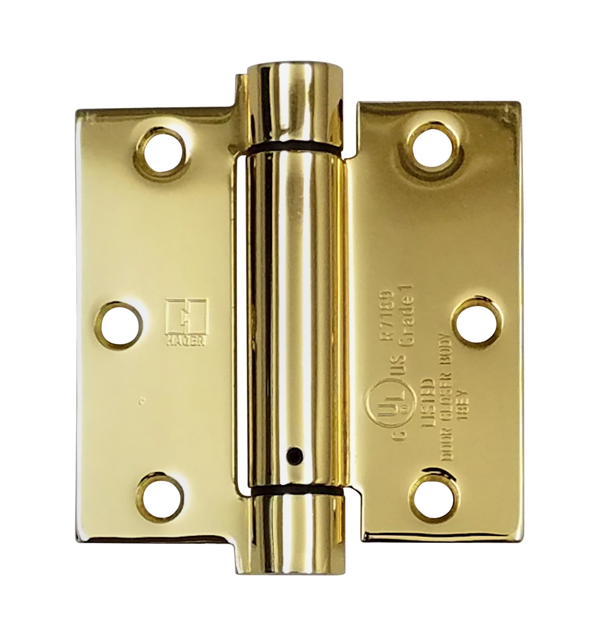 Hager spring hinge, 3.5-inch square, available in multiple finishes, sold individually for doors and cabinets.