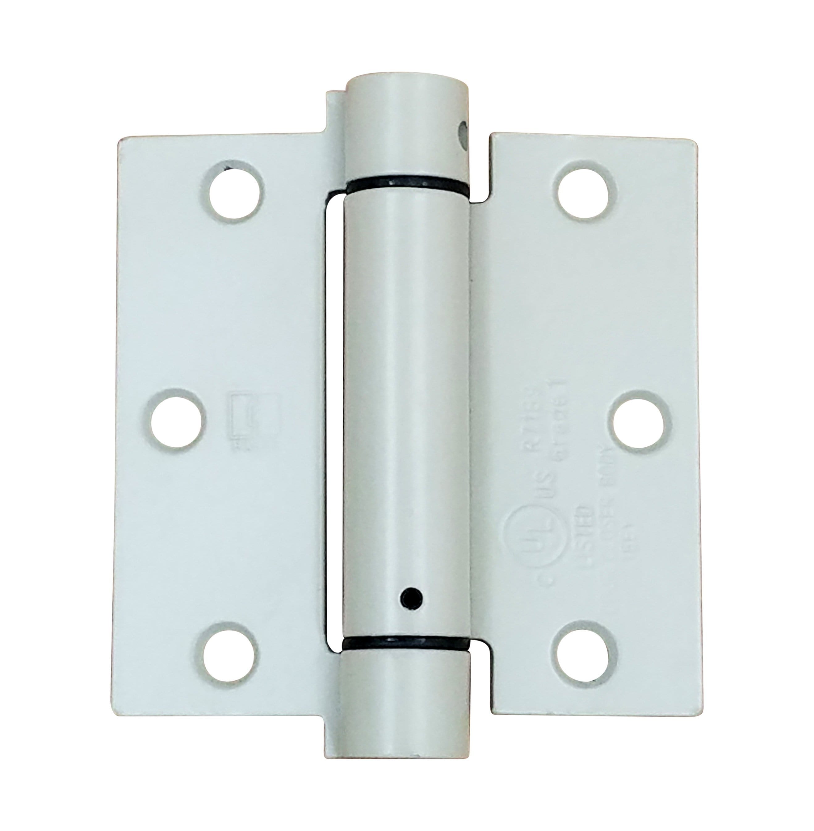 Hager 3.5-inch square spring hinge in various finishes, sold individually for doors and gates.