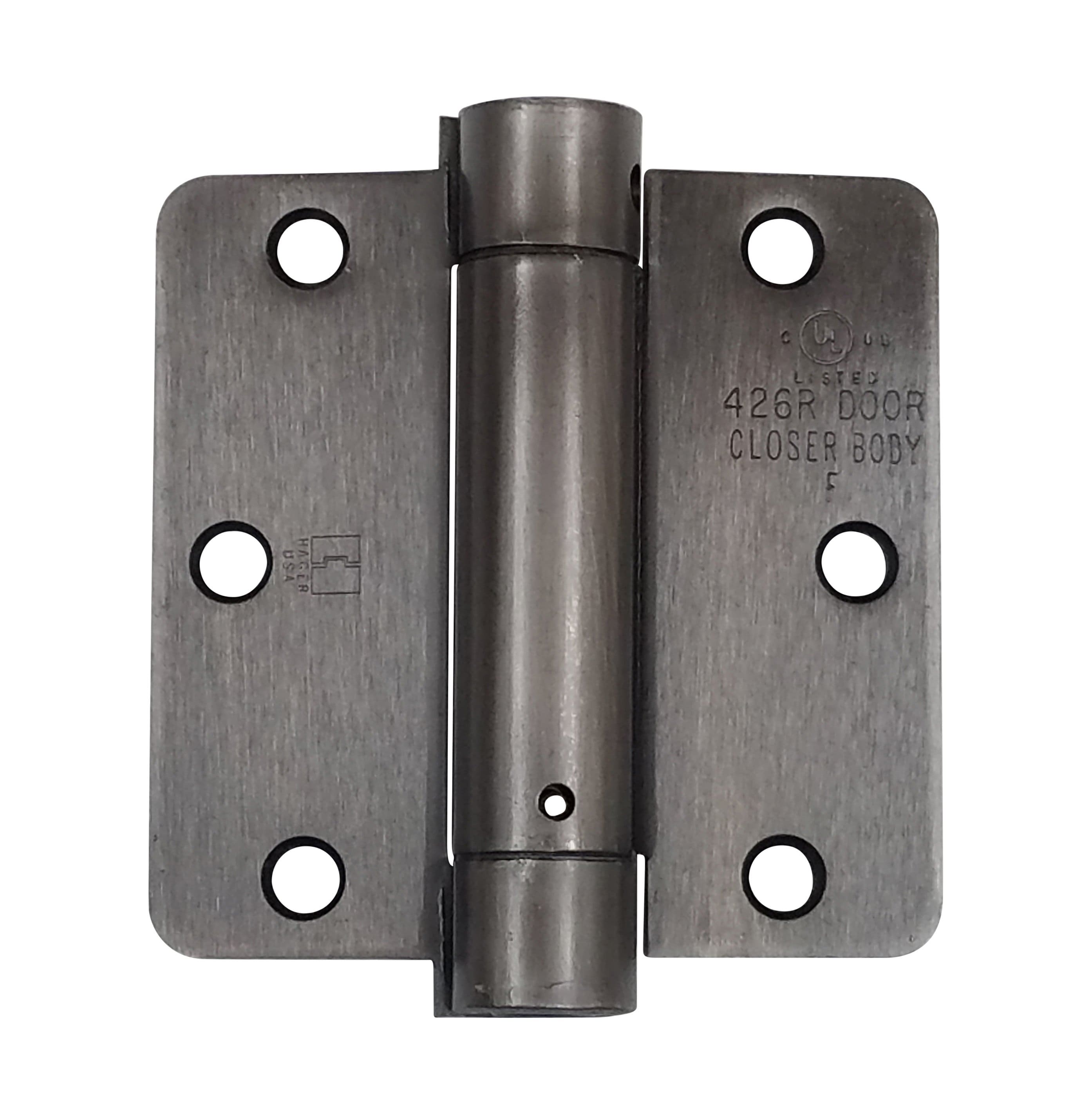 Hager spring hinge 3.5 inches with 1/4 inch radius, available in multiple finishes, sold individually for doors.