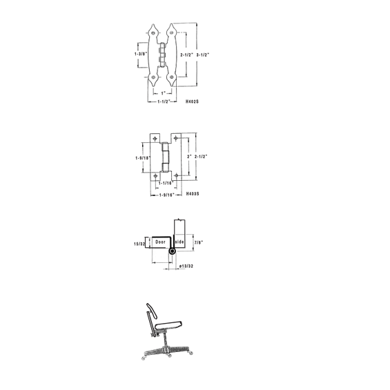 Hammered Iron H-Hinge - Spade Ends - Black Finish - Multiple Sizes Available - Sold Individually