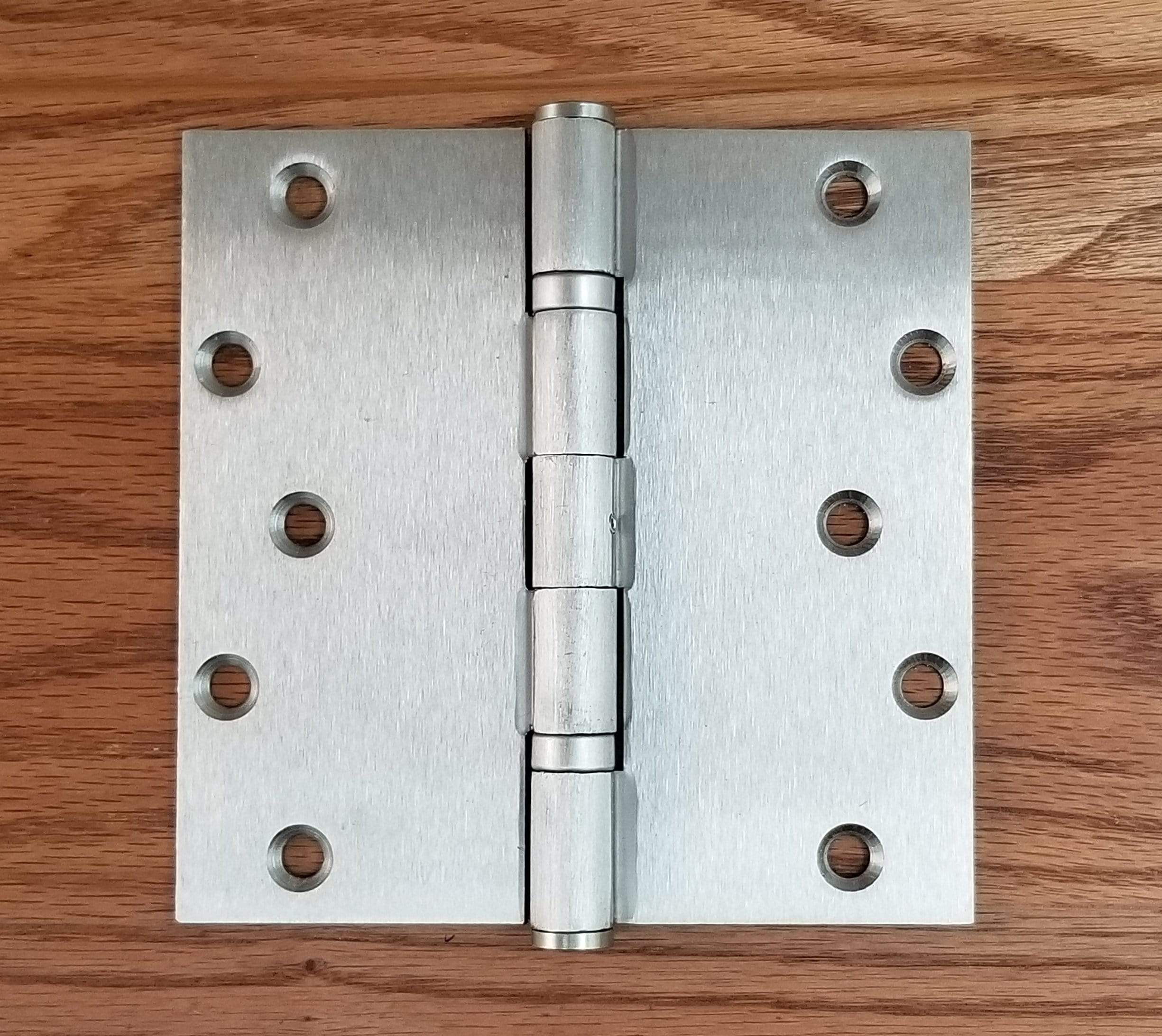 Heavy duty commercial ball bearing hinge, 5-inch square, available in multiple finishes, sold in a 2 pack.