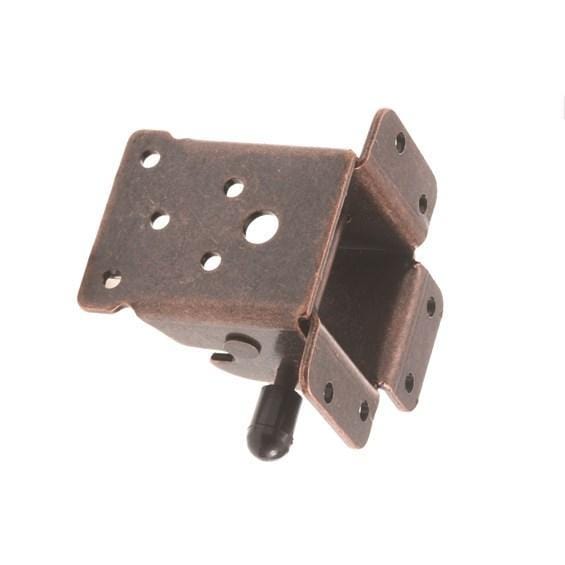Heavy duty folding leg fitting made of high-quality steel with a bronze finish, sold individually for sturdy support.
