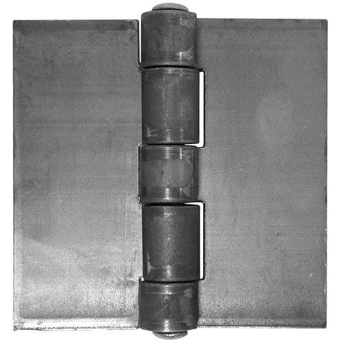 Heavy-duty solid steel weld-on hinges, 4 inches square, sold in a 2-pack for durable applications.