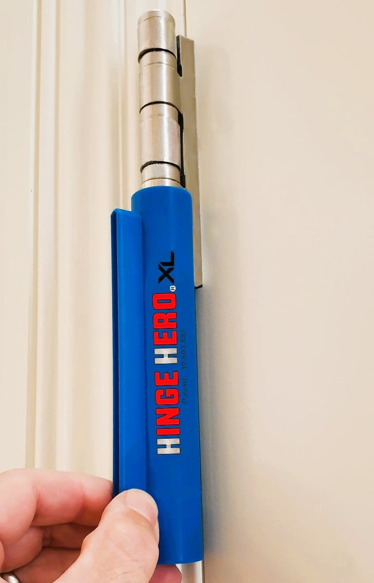 Hinge Hero XL tool for installing commercial door hinges, designed for easy and precise hinge alignment.