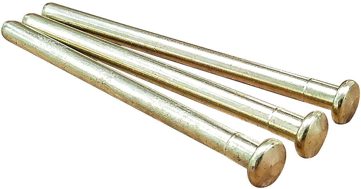 Polished brass hinge pins for doors, set of three, designed for durability and smooth operation.