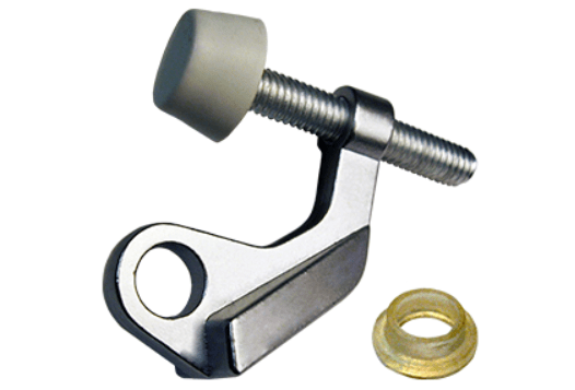 Door Protector Hinge Pin Door Stop - Removable Nylon Bushing - Light Duty - Adjustable Angle - Used With 3 1/2" Inch, 4" Inch Hinges - Solid Brass - Multiple Finishes Available - Sold Individually