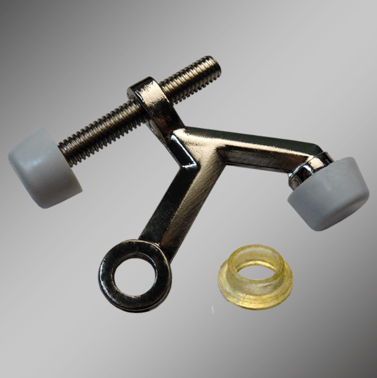 Hinge pin door stop with removable nylon bushing for 3.5" and 4" hinges, available in multiple finishes. Sold individually.