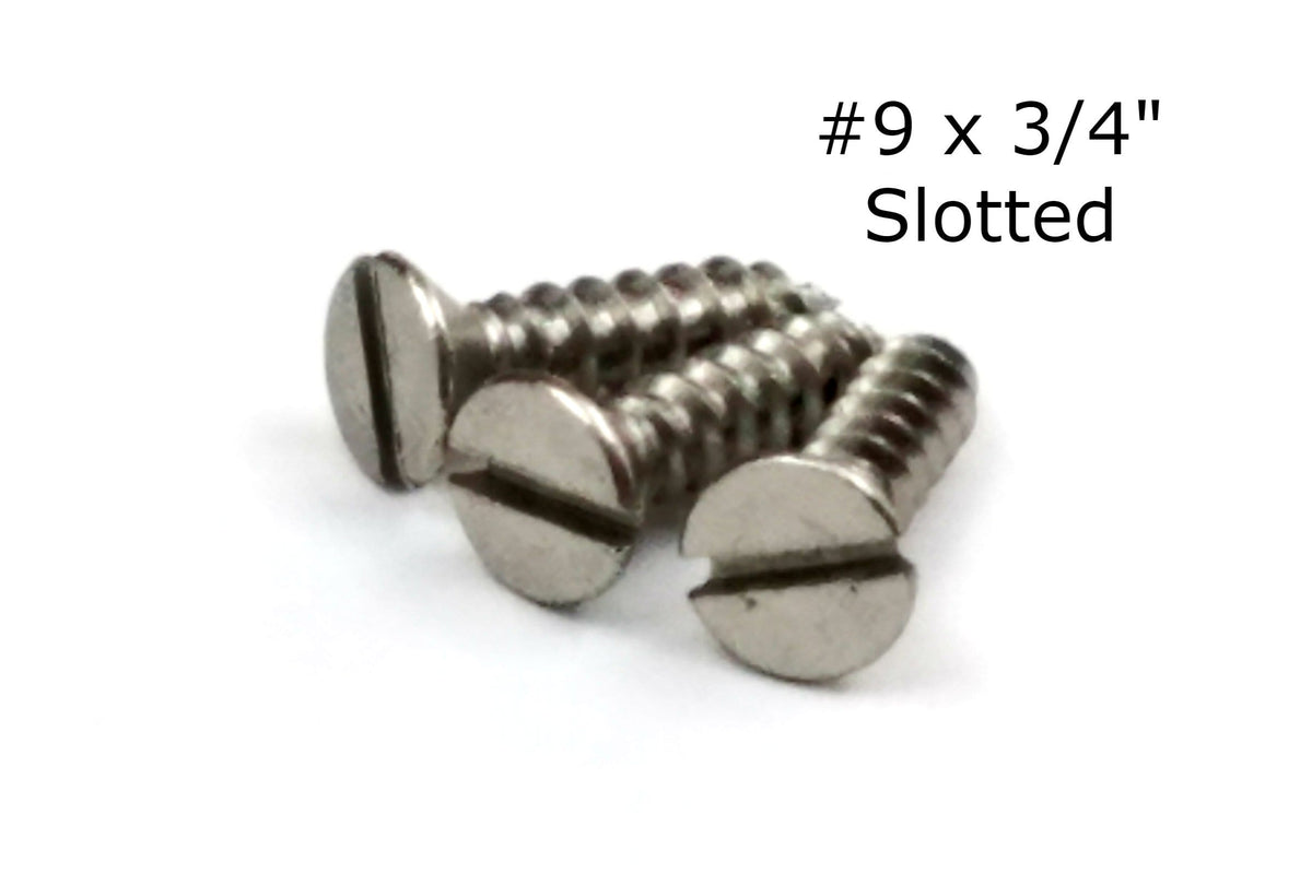 Slotted Hinge Screws For Doors - Satin Nickel - Flat Head - #9 X 3/4" Inch