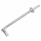 J-Bolt or Bolt Hook - For Farm Gate Hinges - 5/8" Inch x 12" Inch - Zinc Plated - Sold Individually