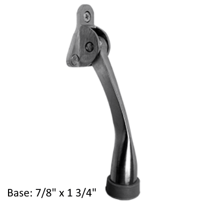 Solid brass kick down door stopper, 5 inches long, available in multiple finishes for secure door holding.