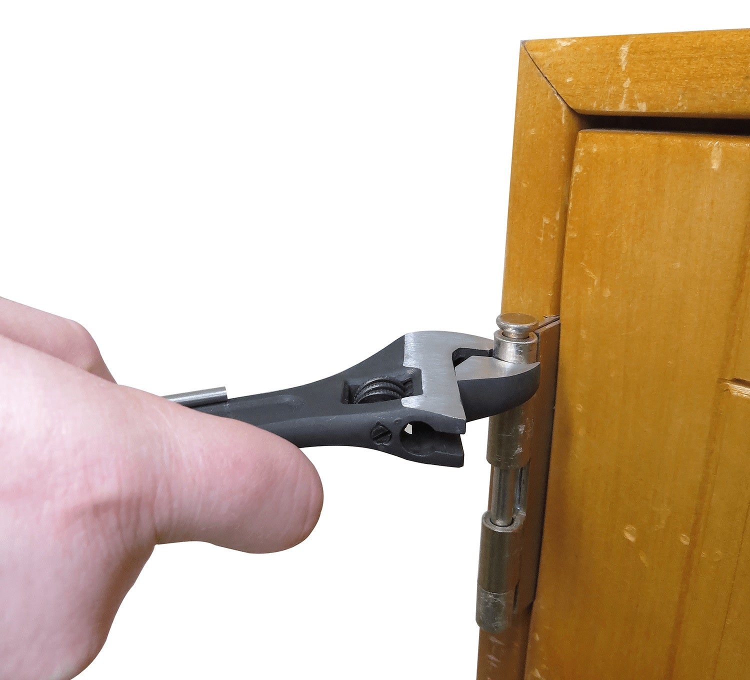 Ultimate hinge replacement repair tool kit including hinge pin removal tool, hinge hero, knuckle bender, shims, and door lifter.
