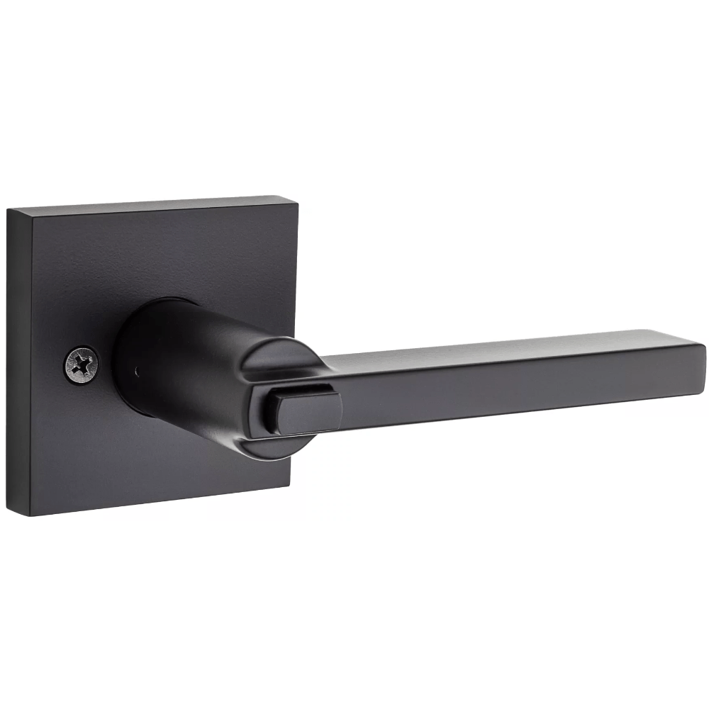 Kwikset Residential Door Lever - Entry Lock With Smartkey Security - Halifax Square Design - Iron Black Finish - Sold Individually