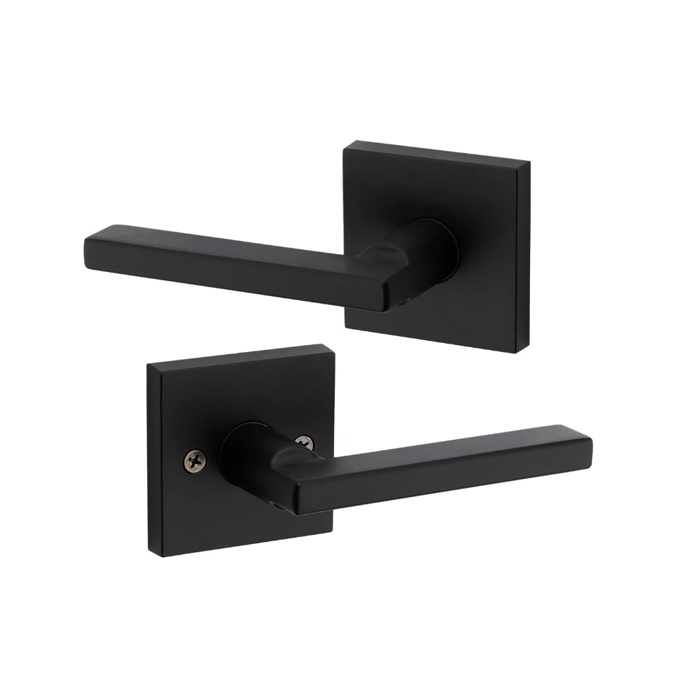 Kwikset Residential Door Lever - Non-Locking Passage Lever - Halifax Square Style - Iron Black Finish - Sold Individually