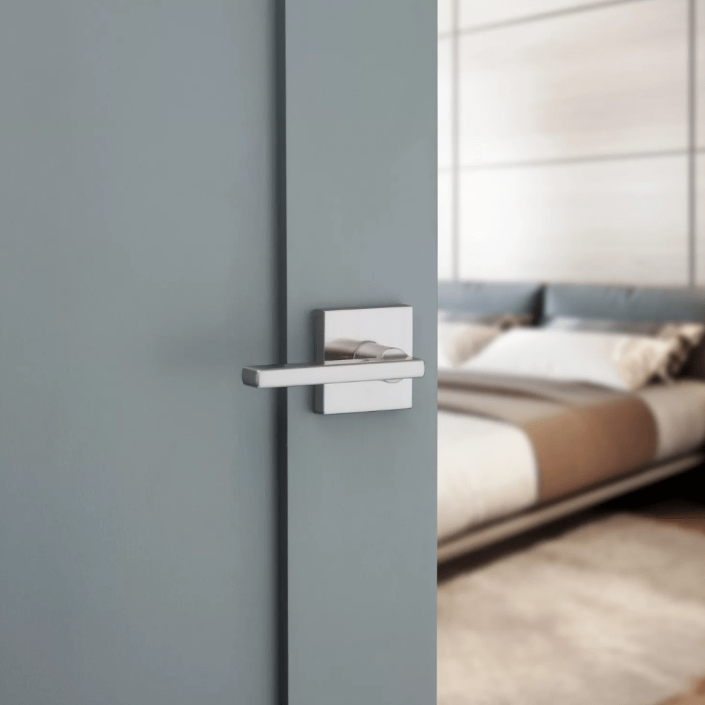 Kwikset Residential Door Lever - Non-Locking Passage Lever - Halifax Square Style - Satin Nickel Finish - Sold Individually