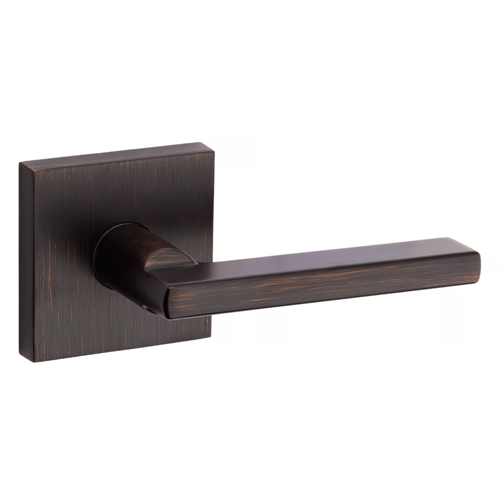 Kwikset Halifax square non-locking passage door lever in Venetian bronze finish, sold individually for residential use.