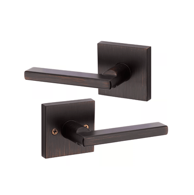 Kwikset Residential Door Lever - Non-Locking Passage Lever - Halifax Square Style - Venetian Bronze Finish - Sold Individually