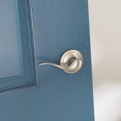 Kwikset Residential Door Lever - Non-Locking Passage Lever - Tustin Style - With Microban Antimicrobial - Satin Nickel Finish - Sold Individually