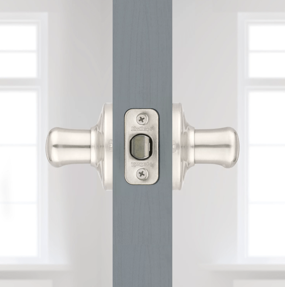 Kwikset Residential Door Lever - Non-Locking Passage Lever - Tustin Style - With Microban Antimicrobial - Satin Nickel Finish - Sold Individually