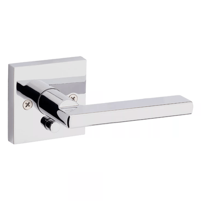 Kwikset Residential Door Lever - Privacy Lock - Halifax Square Style - Bright Polished Chrome Finish - Sold Individually