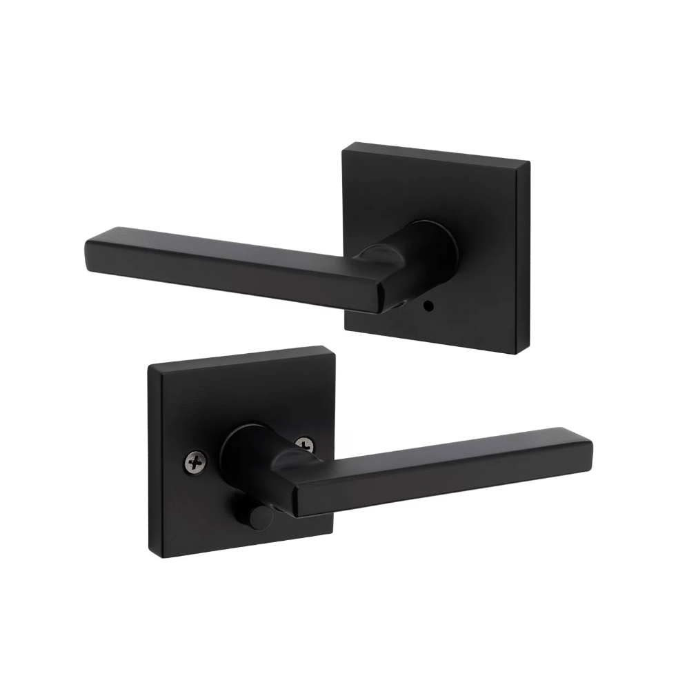Kwikset Residential Door Lever - Privacy Lock - Halifax Square Style - Iron Black Finish - Sold Individually